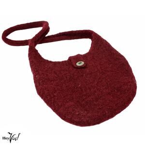 Vintage Felted Wool Purse Handbag Cross Body Bag in Red 10x8" - Hey Viv